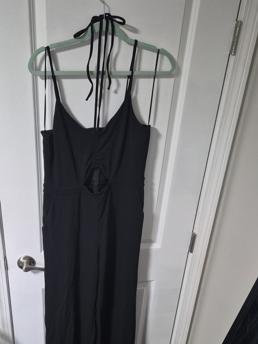 Black Halter Cutout Wide-Leg Jumpsuit